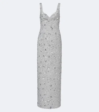 Simkhai Viella Sequined Tweed Gown In Gray