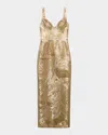Simkhai Viella Sleeveless Metallic Jacquard Column Gown In Gold