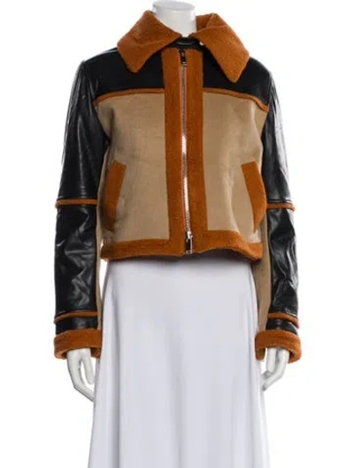 Pre-owned Simkhai Virgin Wool Colorblock Pattern Biker Jacket In Multi