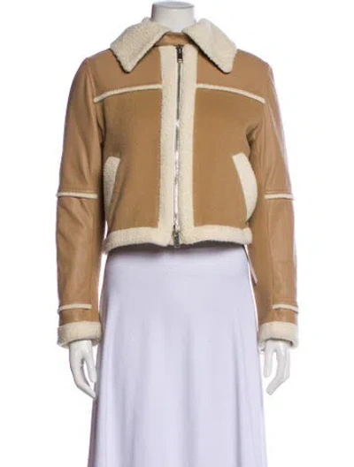 Pre-owned Simkhai Virgin Wool Colorblock Pattern Biker Jacket In Neutral