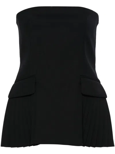 Simkhai Vita Bustier Pleated Top In Black