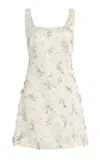 Simkhai Viva Embellished Floral-embroidered Satin Mini Dress In White