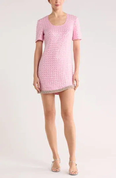 Simkhai Ziva Embellished Mesh Mini Dress In Pink