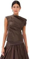 Simkhai Vivia Draped Top Chocolate In Brown