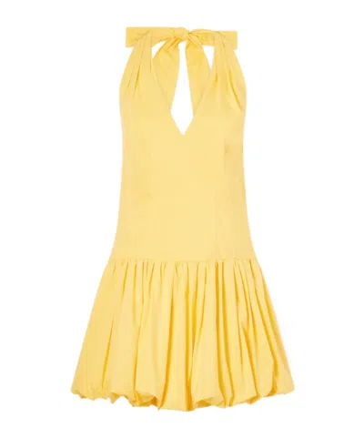 Simkhai Brooke Gathered Cotton-blend Minidress In Yellow