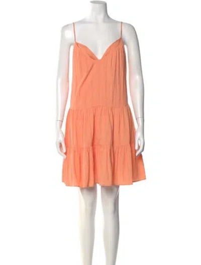 Pre-owned Simkhai V-neck Knee-length Dress In Orange
