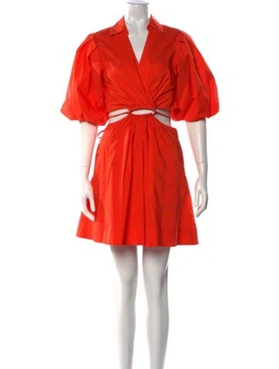 Pre-owned Simkhai V-neck Knee-length Dress In Orange