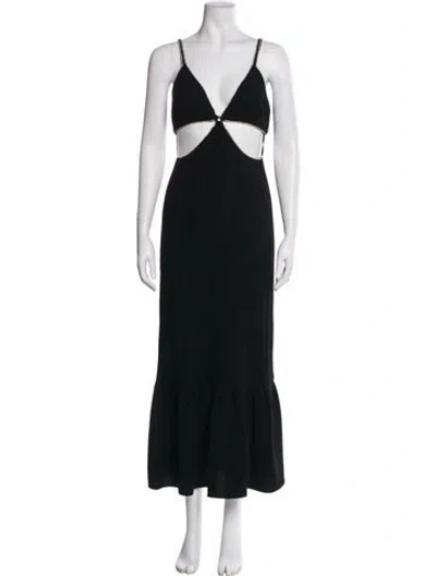 Pre-owned Simkhai V-neck Long Dress In Black