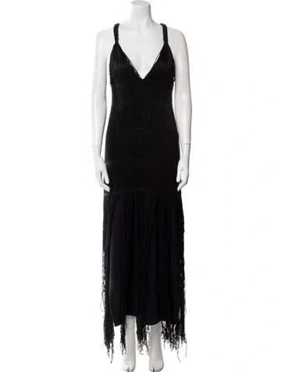 Pre-owned Simkhai V-neck Long Dress In Black