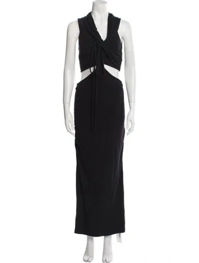 Pre-owned Simkhai V-neck Long Dress In Black