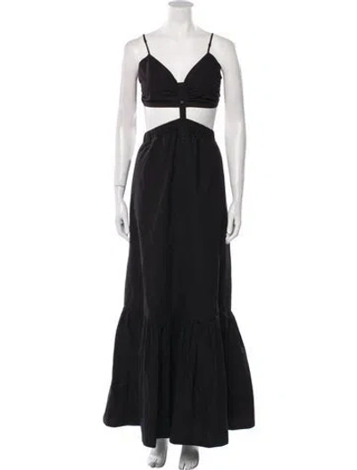 Pre-owned Simkhai V-neck Long Dress In Black