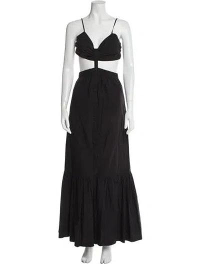 Pre-owned Simkhai V-neck Long Dress In Black