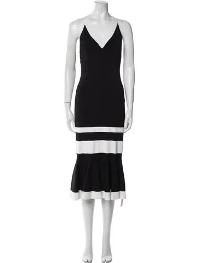 Pre-owned Simkhai V-neck Long Dress In Black