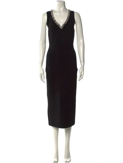 Pre-owned Simkhai V-neck Long Dress In Black