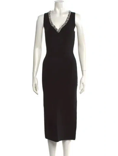 Pre-owned Simkhai V-neck Long Dress In Black