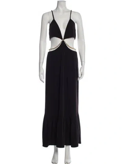 Pre-owned Simkhai V-neck Long Dress In Black
