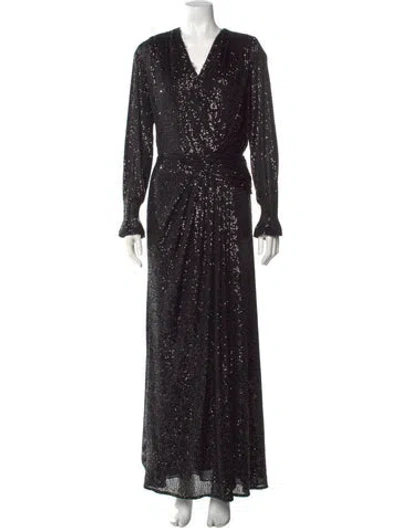 Pre-owned Simkhai V-neck Long Dress In Black
