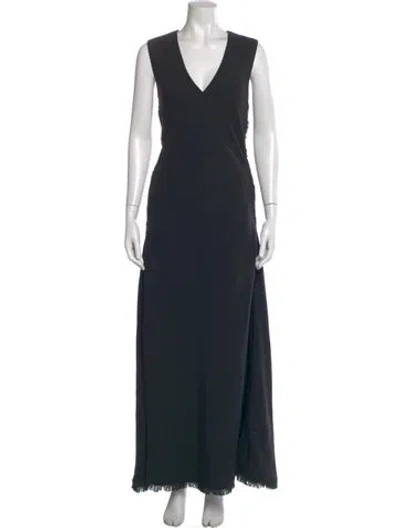 Pre-owned Simkhai V-neck Long Dress In Black