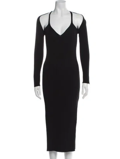 Pre-owned Simkhai V-neck Long Dress In Black