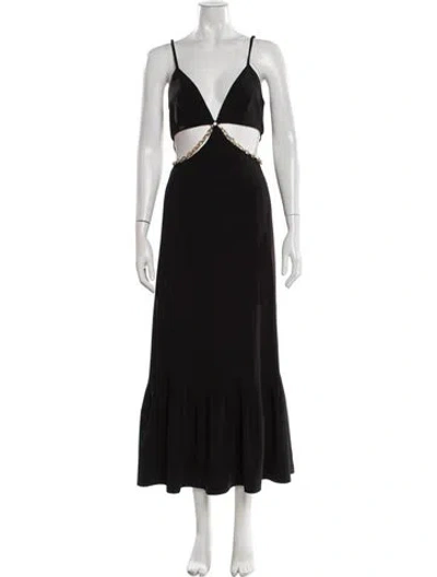 Pre-owned Simkhai V-neck Long Dress In Black