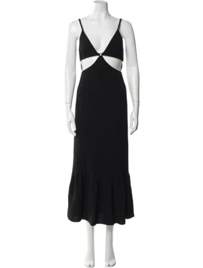 Pre-owned Simkhai V-neck Long Dress In Black