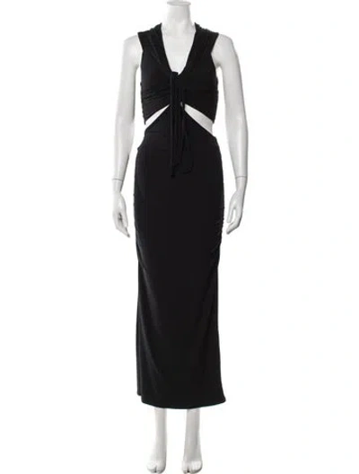 Pre-owned Simkhai V-neck Long Dress In Black