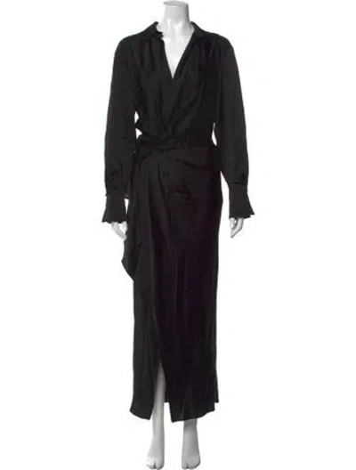 Pre-owned Simkhai V-neck Long Dress In Black