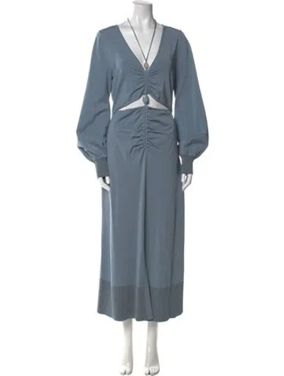 Pre-owned Simkhai V-neck Long Dress In Blue