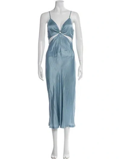 Pre-owned Simkhai V-neck Long Dress In Blue