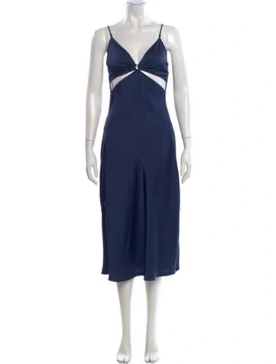 Pre-owned Simkhai V-neck Long Dress In Blue