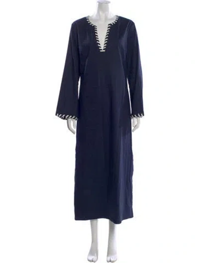 Pre-owned Simkhai V-neck Long Dress In Blue