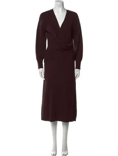 Pre-owned Simkhai V-neck Long Dress In Brown