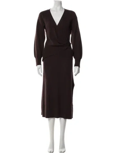 Pre-owned Simkhai V-neck Long Dress In Brown