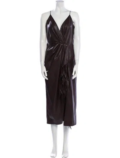 Pre-owned Simkhai V-neck Long Dress In Brown