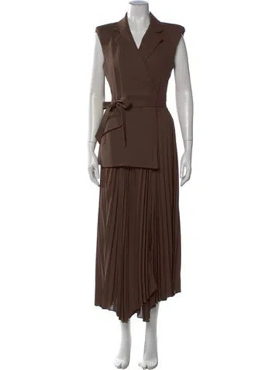 Pre-owned Simkhai V-neck Long Dress In Brown