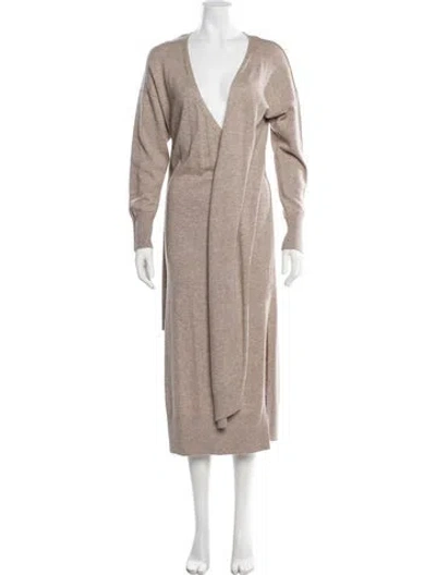 Pre-owned Simkhai V-neck Long Dress In Brown