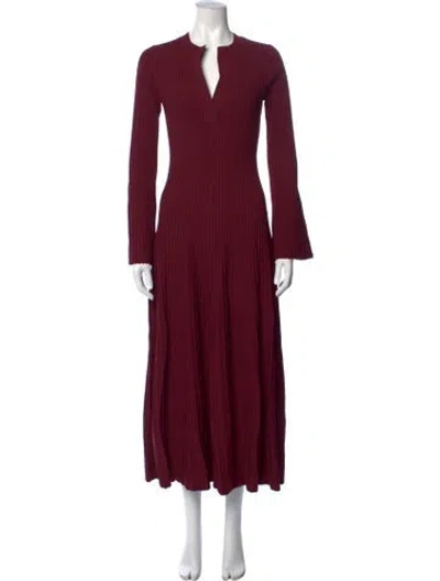 Pre-owned Simkhai V-neck Long Dress In Burgundy