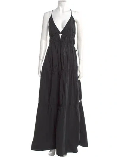 Pre-owned Simkhai V-neck Long Dress In Gray