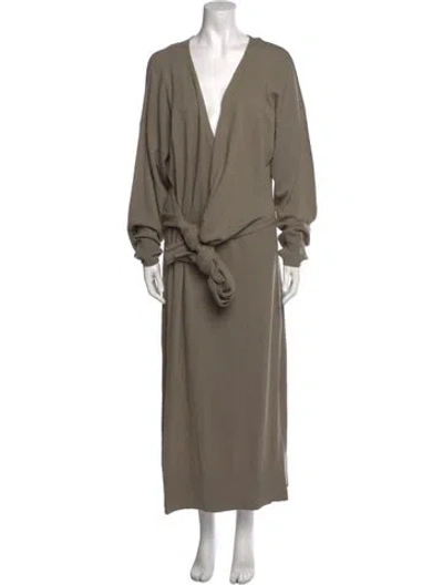 Pre-owned Simkhai V-neck Long Dress In Green