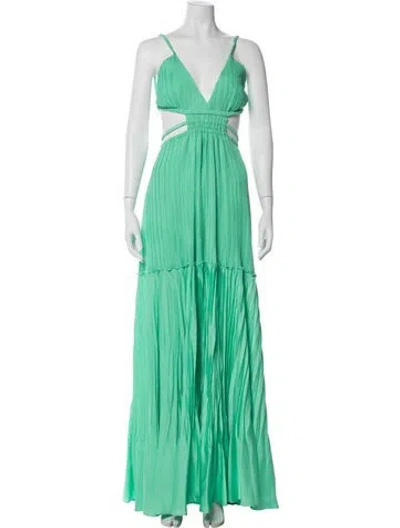 Pre-owned Simkhai V-neck Long Dress In Green