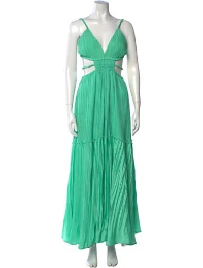 Pre-owned Simkhai V-neck Long Dress In Green