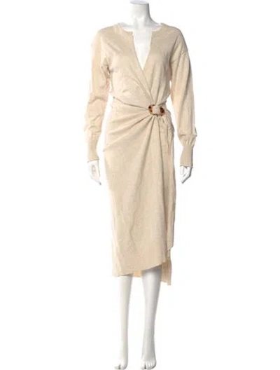 Pre-owned Simkhai V-neck Long Dress In Neutral