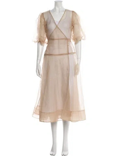 Pre-owned Simkhai V-neck Long Dress In Neutral