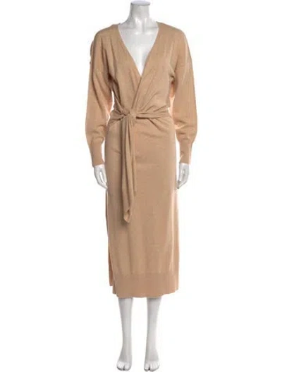 Pre-owned Simkhai V-neck Long Dress In Neutral