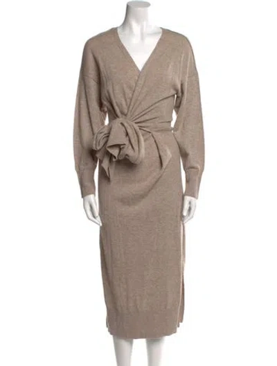 Pre-owned Simkhai V-neck Long Dress In Neutral