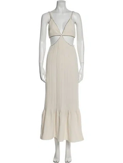 Pre-owned Simkhai V-neck Long Dress In Neutral