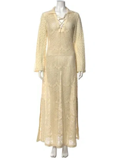 Pre-owned Simkhai V-neck Long Dress In Neutral