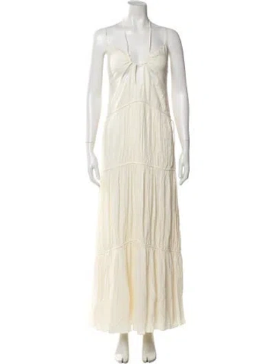 Pre-owned Simkhai V-neck Long Dress In Neutral