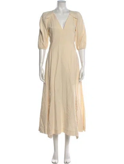 Pre-owned Simkhai V-neck Long Dress In Neutral