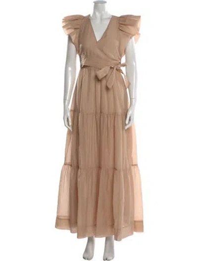 Pre-owned Simkhai V-neck Long Dress In Neutral